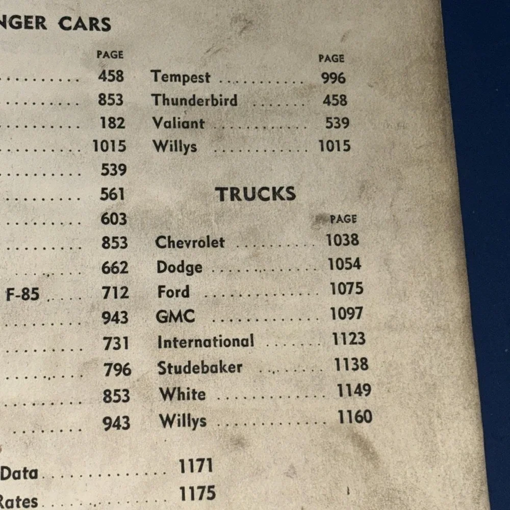 Motor's Flat Rate & Parts Manual 1961 33rd Ed Original Auto Shop Guide